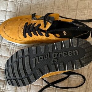 Paul Green Woman Yellow Sneakers with Black Accents EUC 6.5